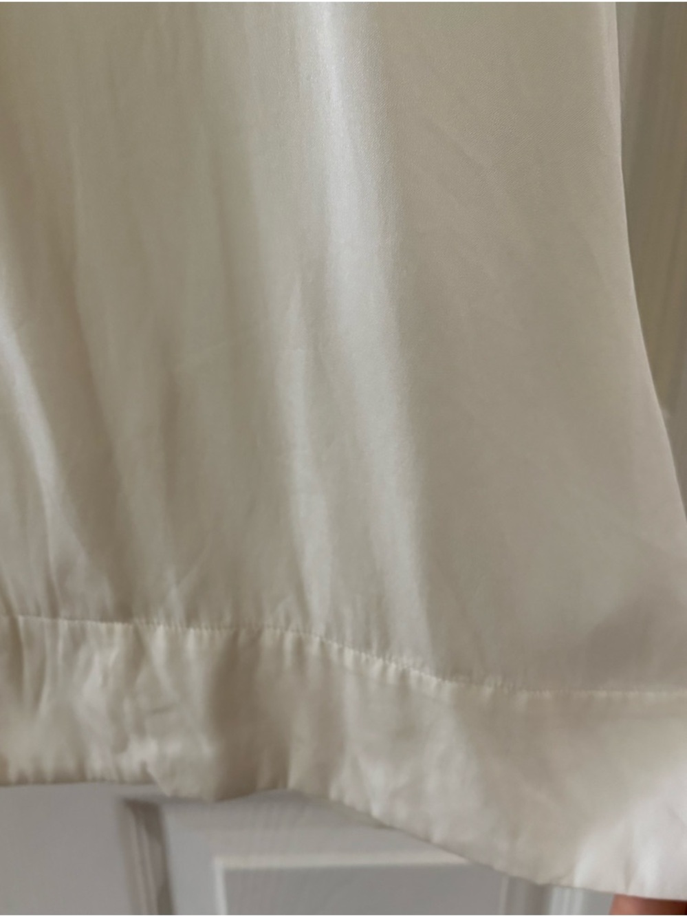 Quince Washable Stretch Silk Short Sleeve Notch Collar Blouse Cream/Ivory M - Picture 4 of 9